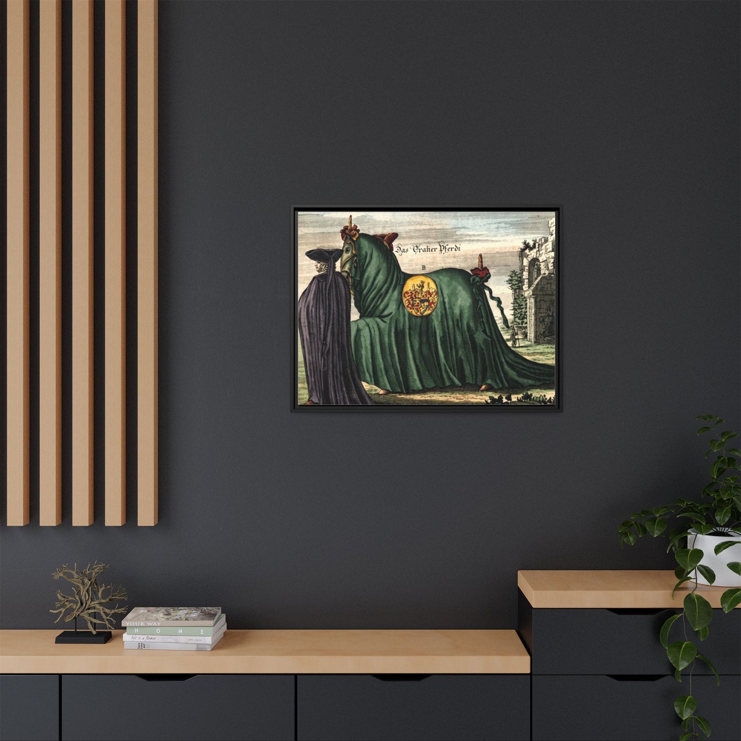 Framed Matte Canvas — 'Graher Pferdi' Parade Horse Illustration