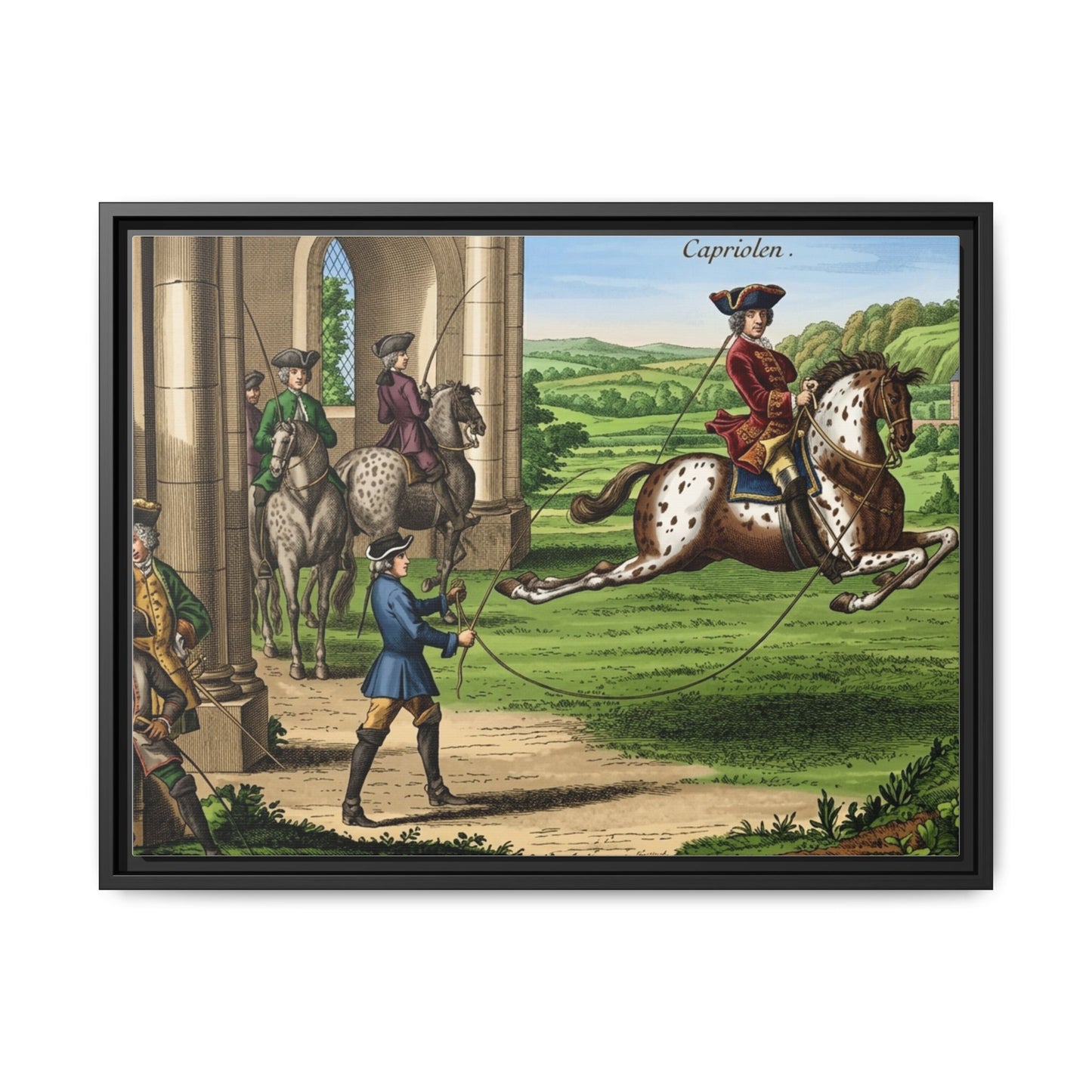 Equestrian Capriole Matte Canvas Print — Framed Historical Horse Art