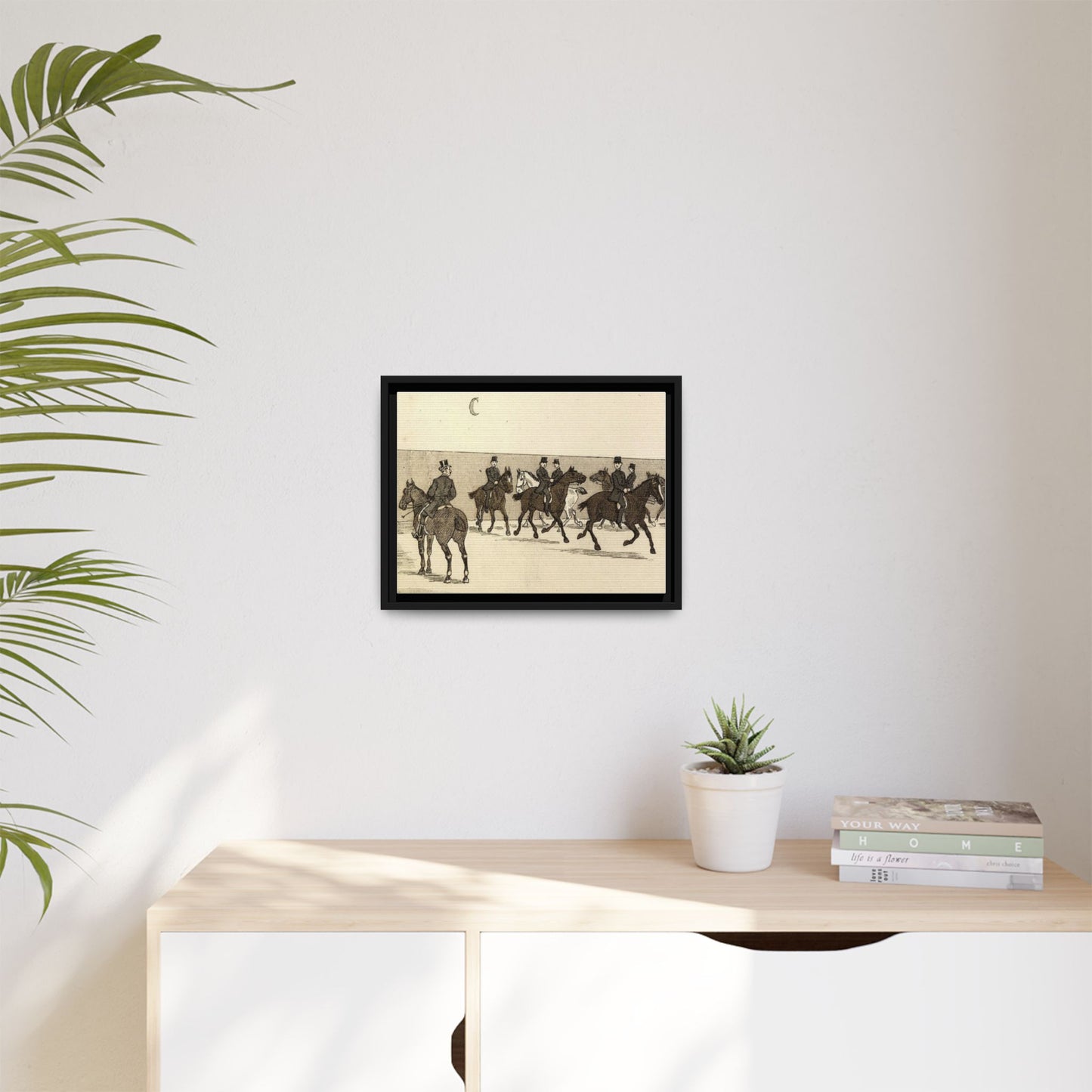 French Riding School Instructor Mounted Matte Canvas Framed