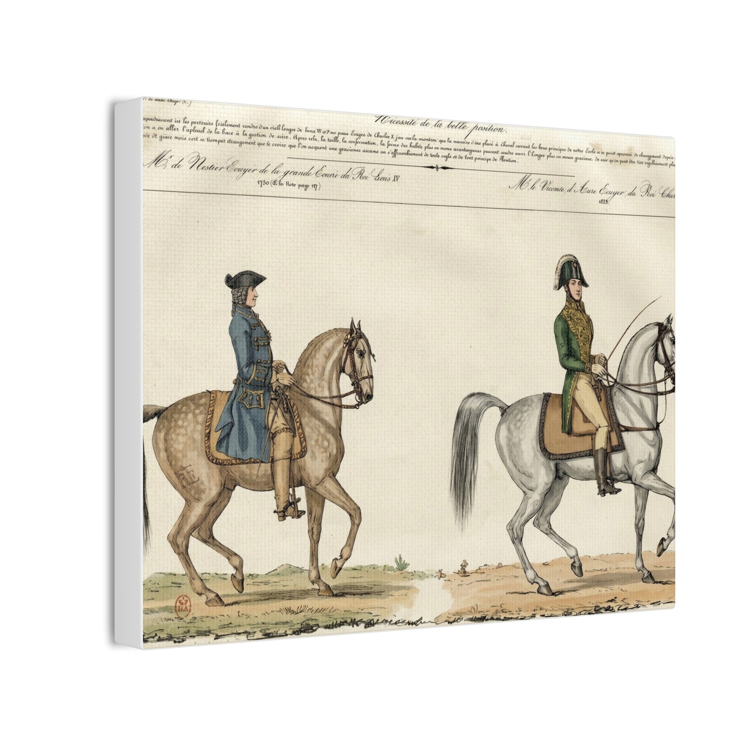 Equestrian Classical Riding Canvas Print — French 19th-Century Manege & Military Position