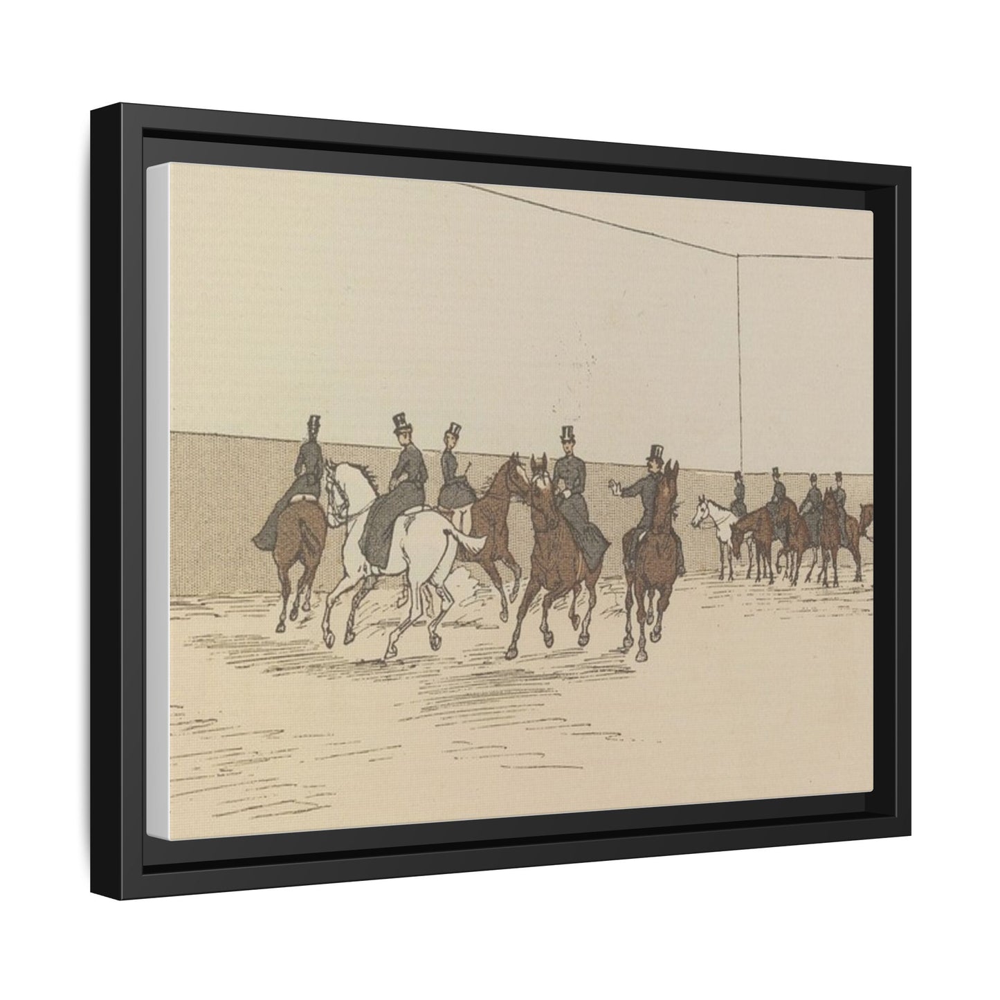 Parisian Riding School 1800s Matte Canvas Framed Wall Art