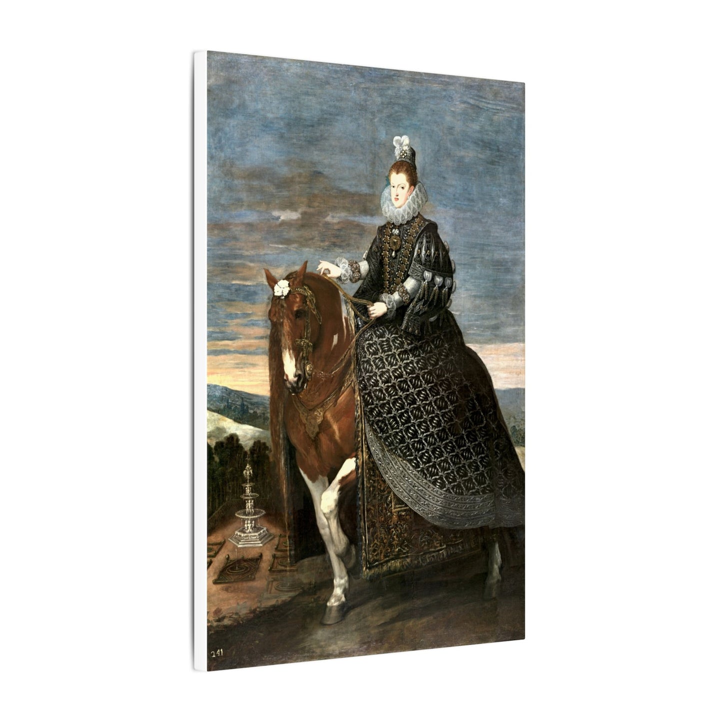Regal Equestrian Portrait Canvas — "Margaret Queen of Austria" Matte Stretched Wall Art