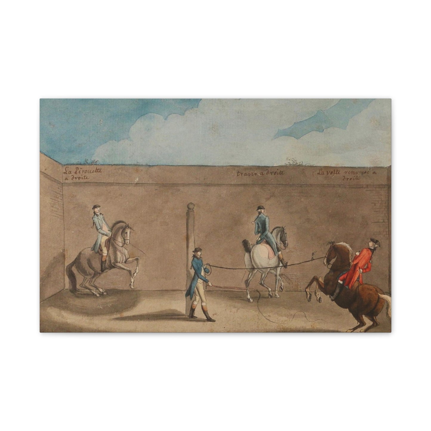 Equestrian Training Scene Canvas Print — French Baroque Riding School Art