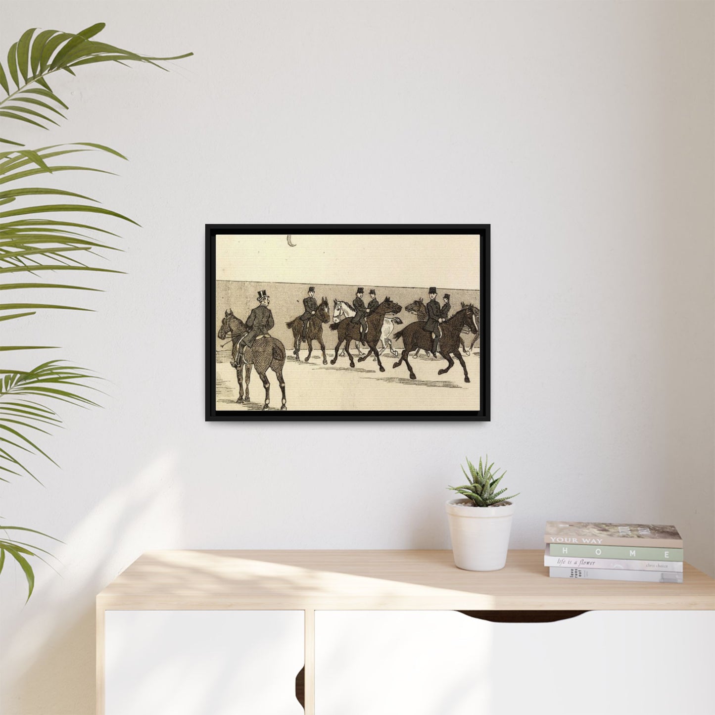 French Riding School Instructor Mounted Matte Canvas Framed