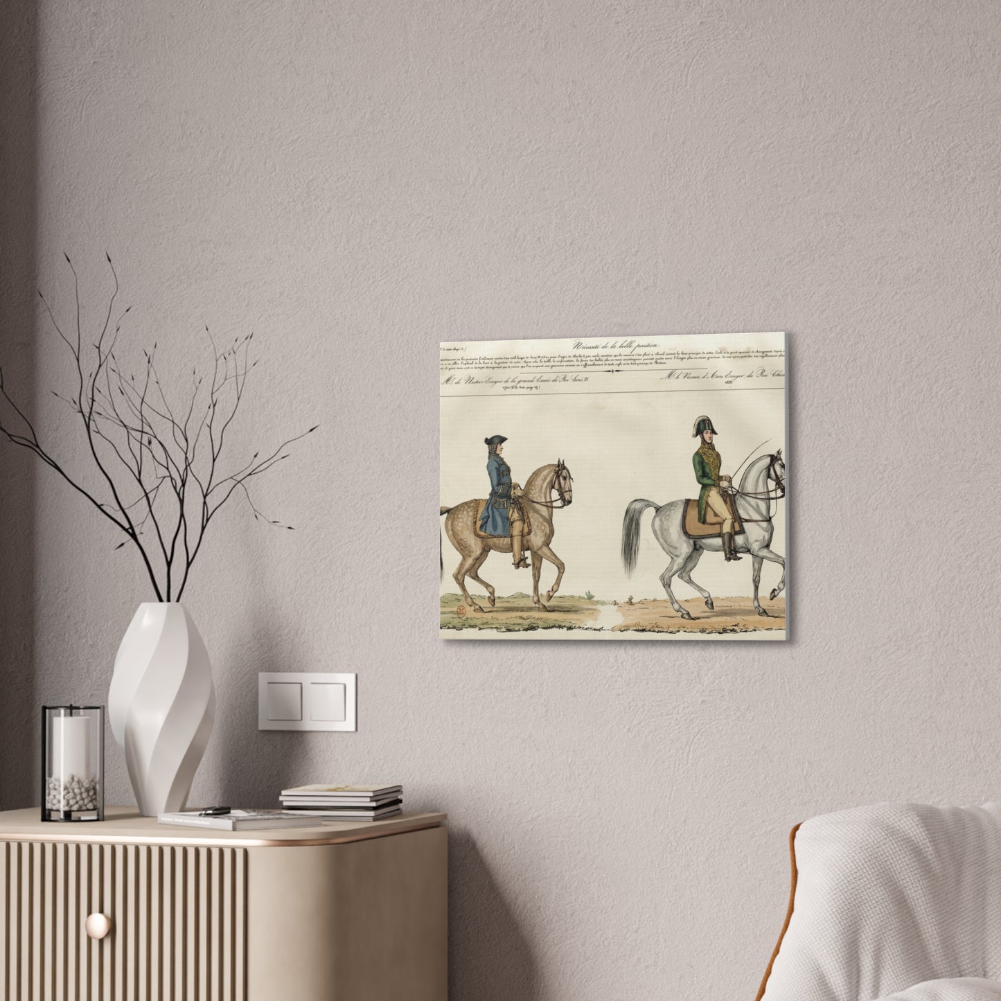 Equestrian Classical Riding Canvas Print — French 19th-Century Manege & Military Position