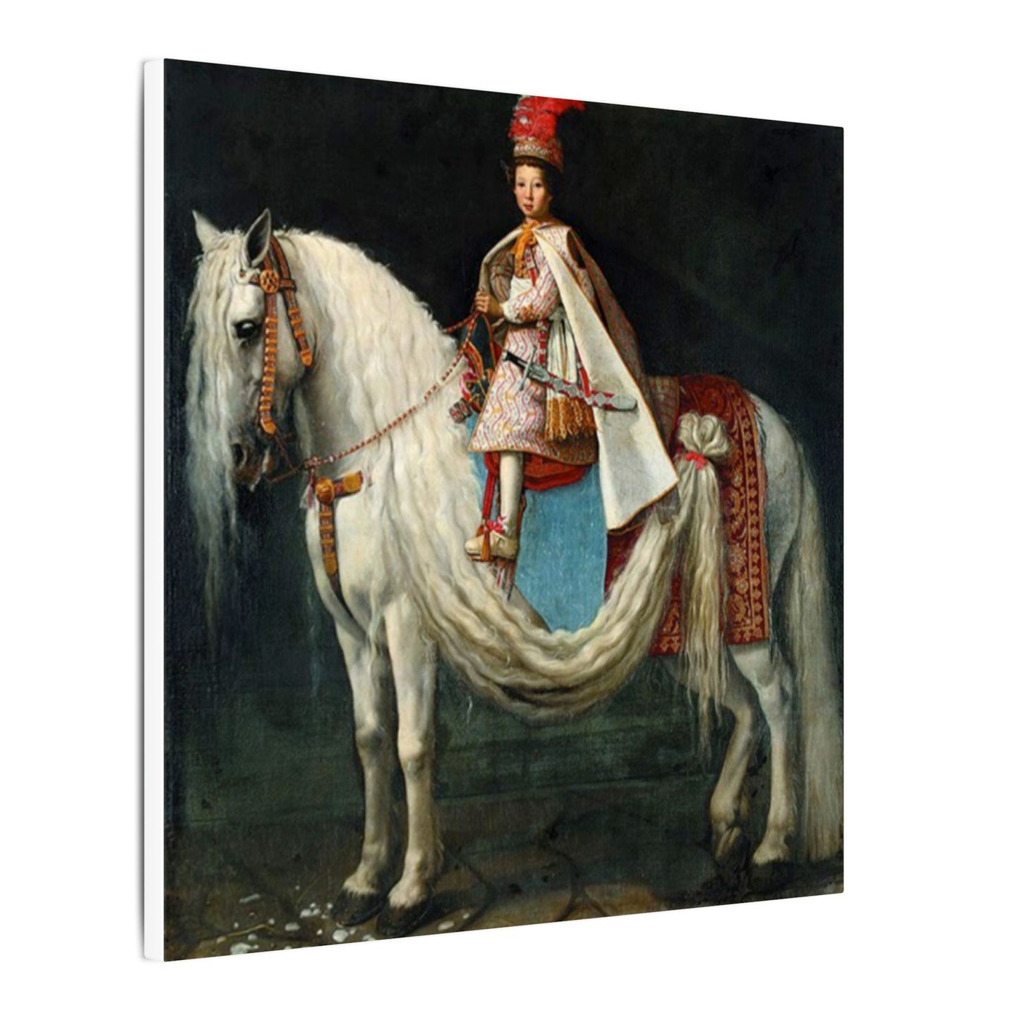 Canvas Wall Art - Young aristocrat Riding his Spanish Neapolitan Cross