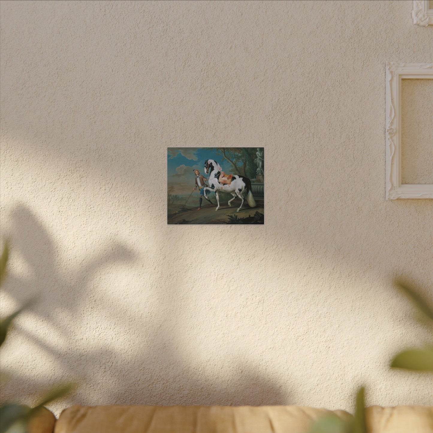 Vintage Piebald Stallion Matte Canvas — 'Stableboy with Piebald Stallion' Horse Portrait