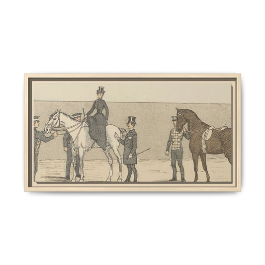 Vintage Paris Riding School Matte Canvas Print — 1800s Lady on Side Saddle (Framed)