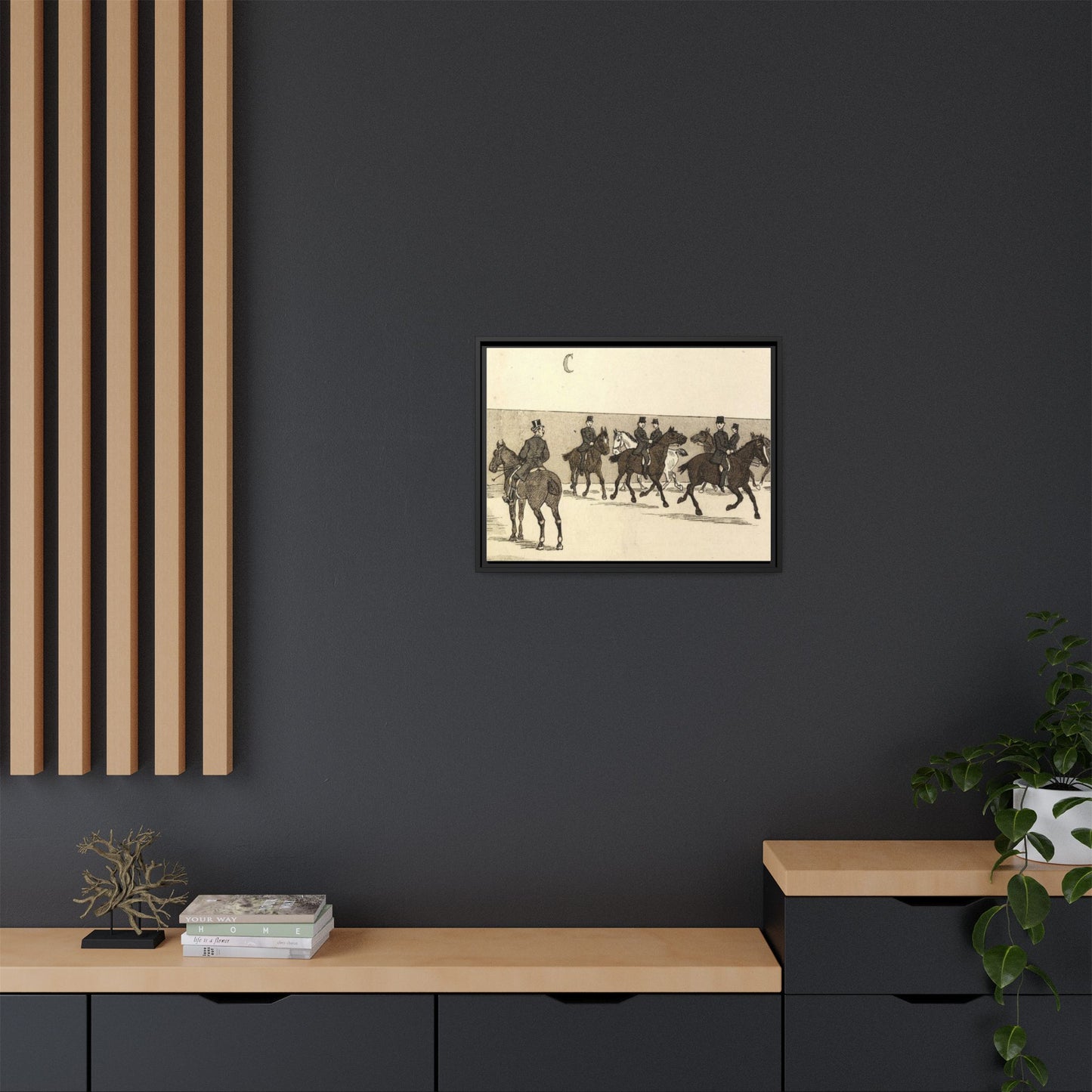 French Riding School Instructor Mounted Matte Canvas Framed