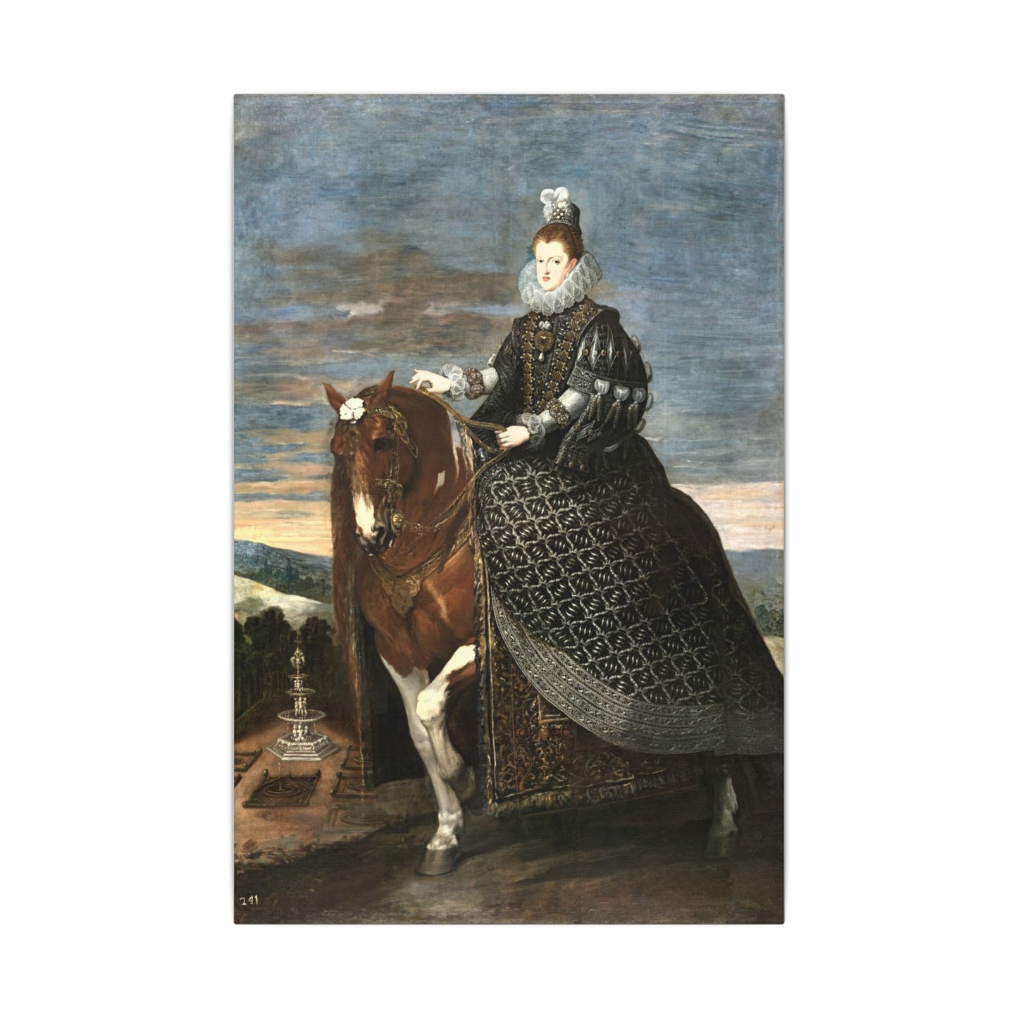 Regal Equestrian Portrait Canvas — "Margaret Queen of Austria" Matte Stretched Wall Art