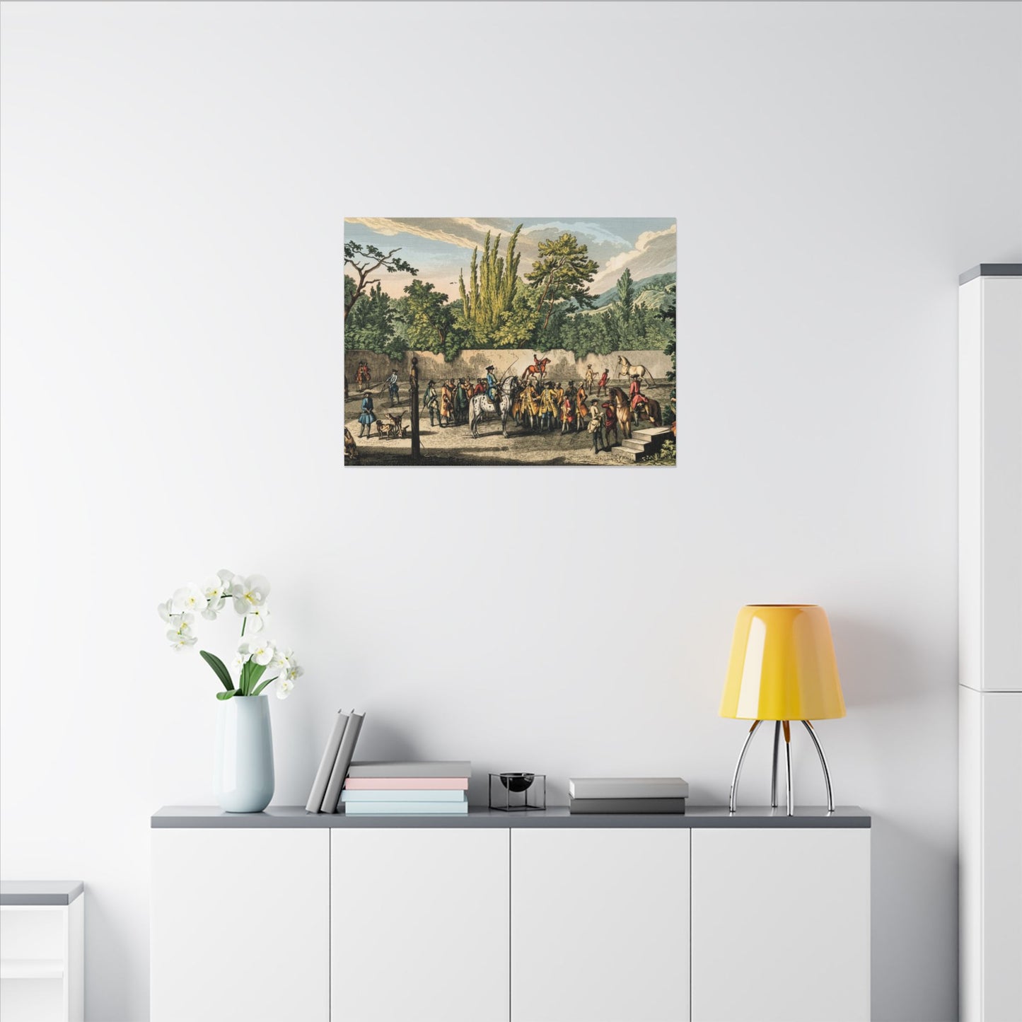 Historical Horse Riding Scene Matte Canvas Print