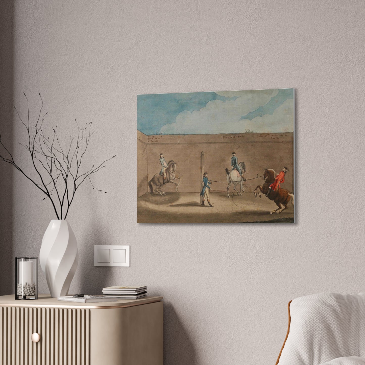Equestrian Training Scene Canvas Print — French Baroque Riding School Art