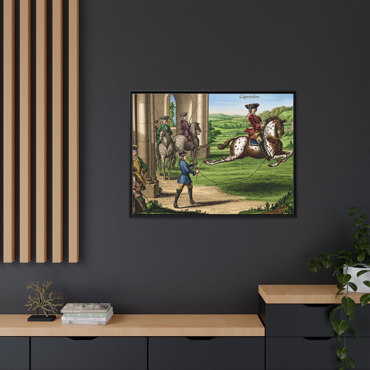 Equestrian Capriole Matte Canvas Print — Framed Historical Horse Art