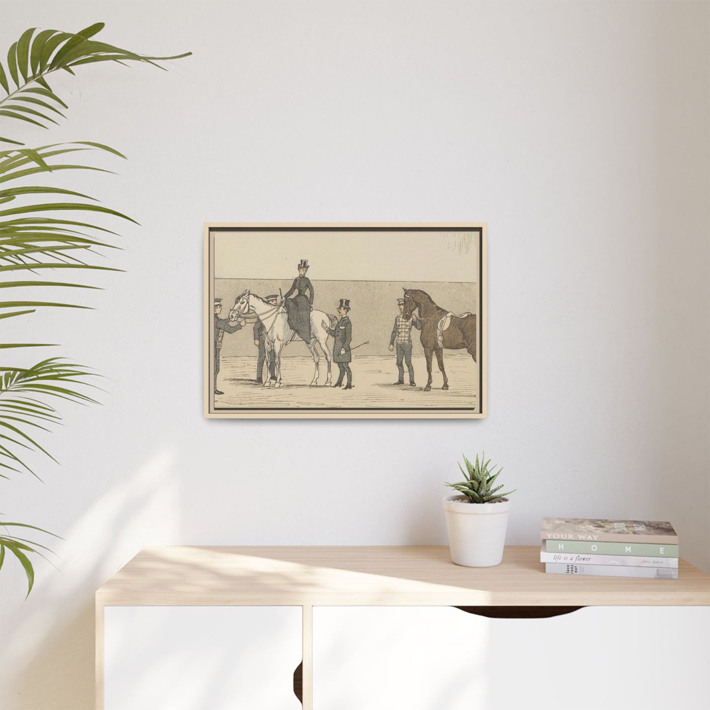 Vintage Paris Riding School Matte Canvas Print — 1800s Lady on Side Saddle (Framed)
