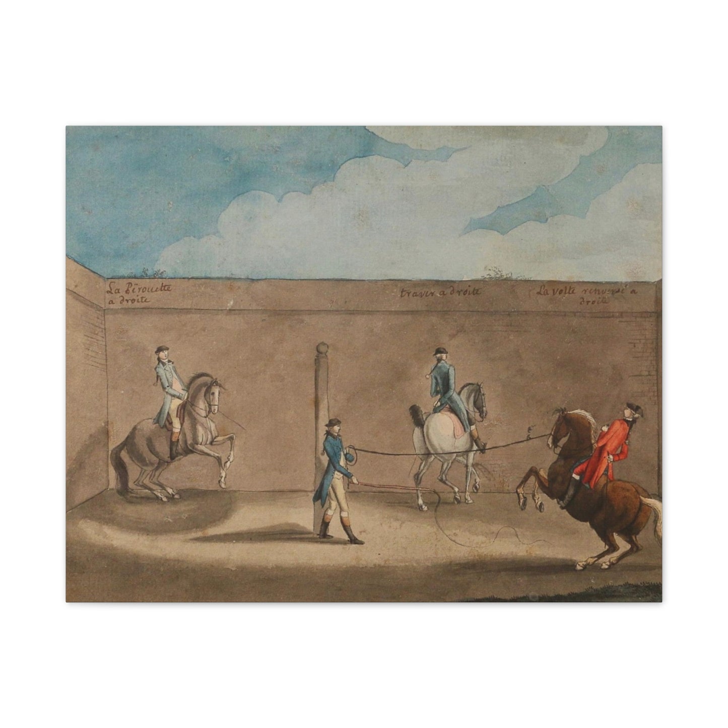 Equestrian Training Scene Canvas Print — French Baroque Riding School Art