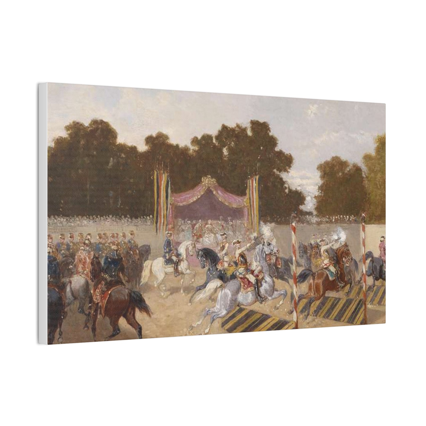 Equestrian Carousel Canvas Print — Vintage Baroque Tournament Wall Art