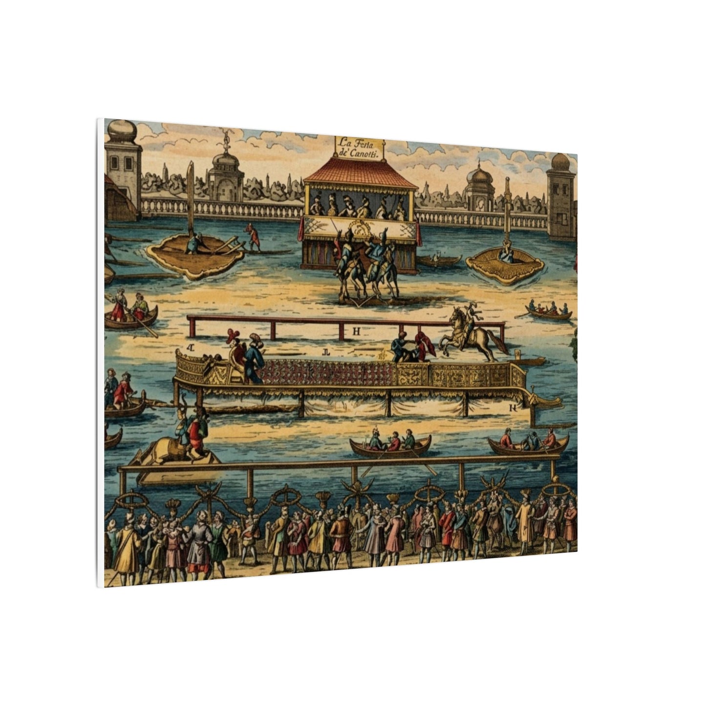 La Festa de' Canotti Matte Canvas — Baroque 'Festival of the Little Boats' Illustration
