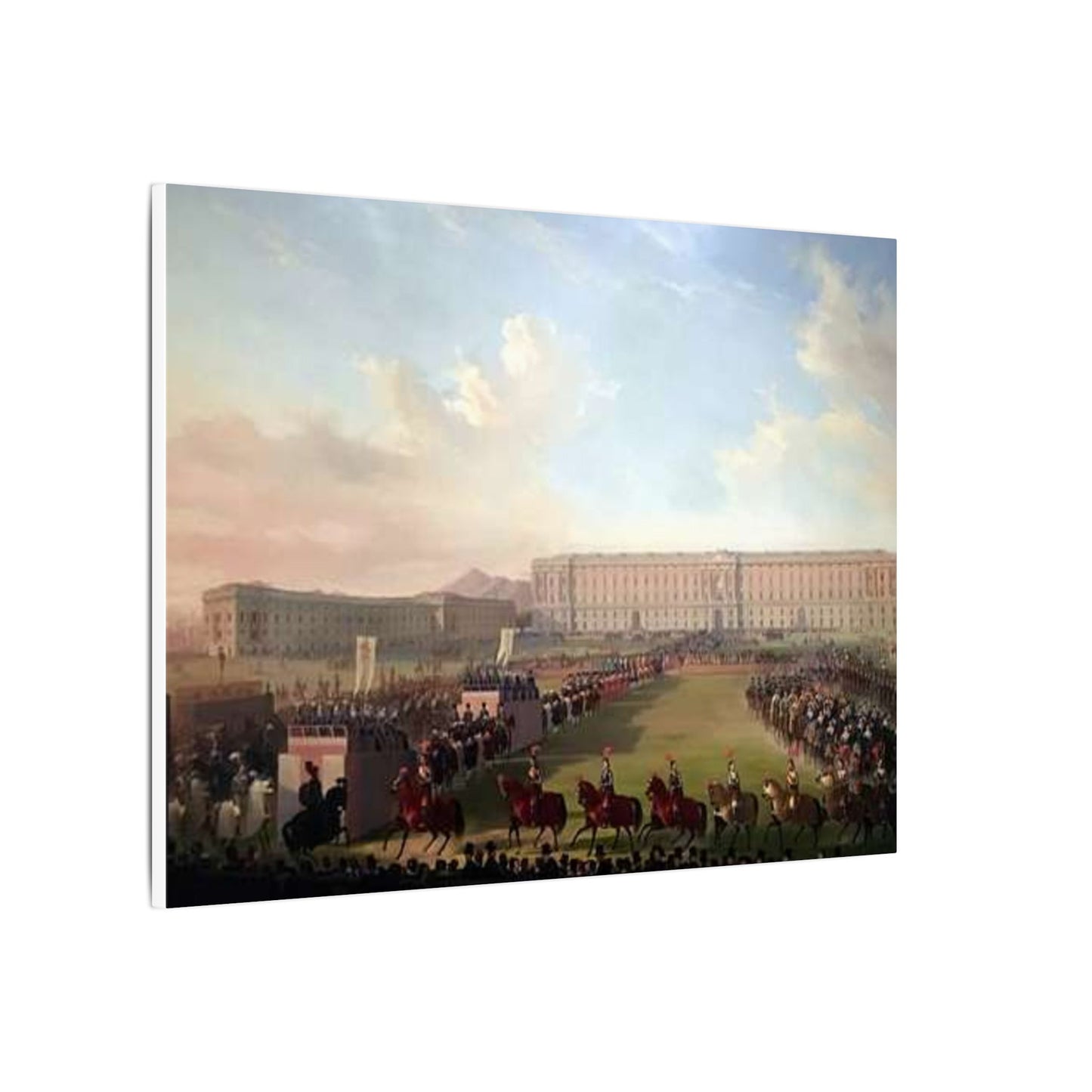Renaissance Procession Canvas Art — Horses, Riders & Castle Stretched Print