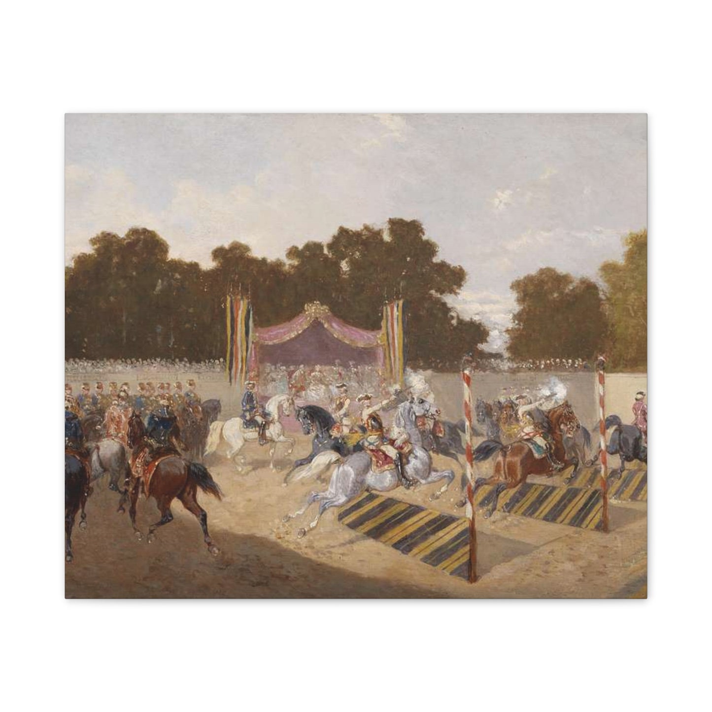Equestrian Carousel Canvas Print — Vintage Baroque Tournament Wall Art