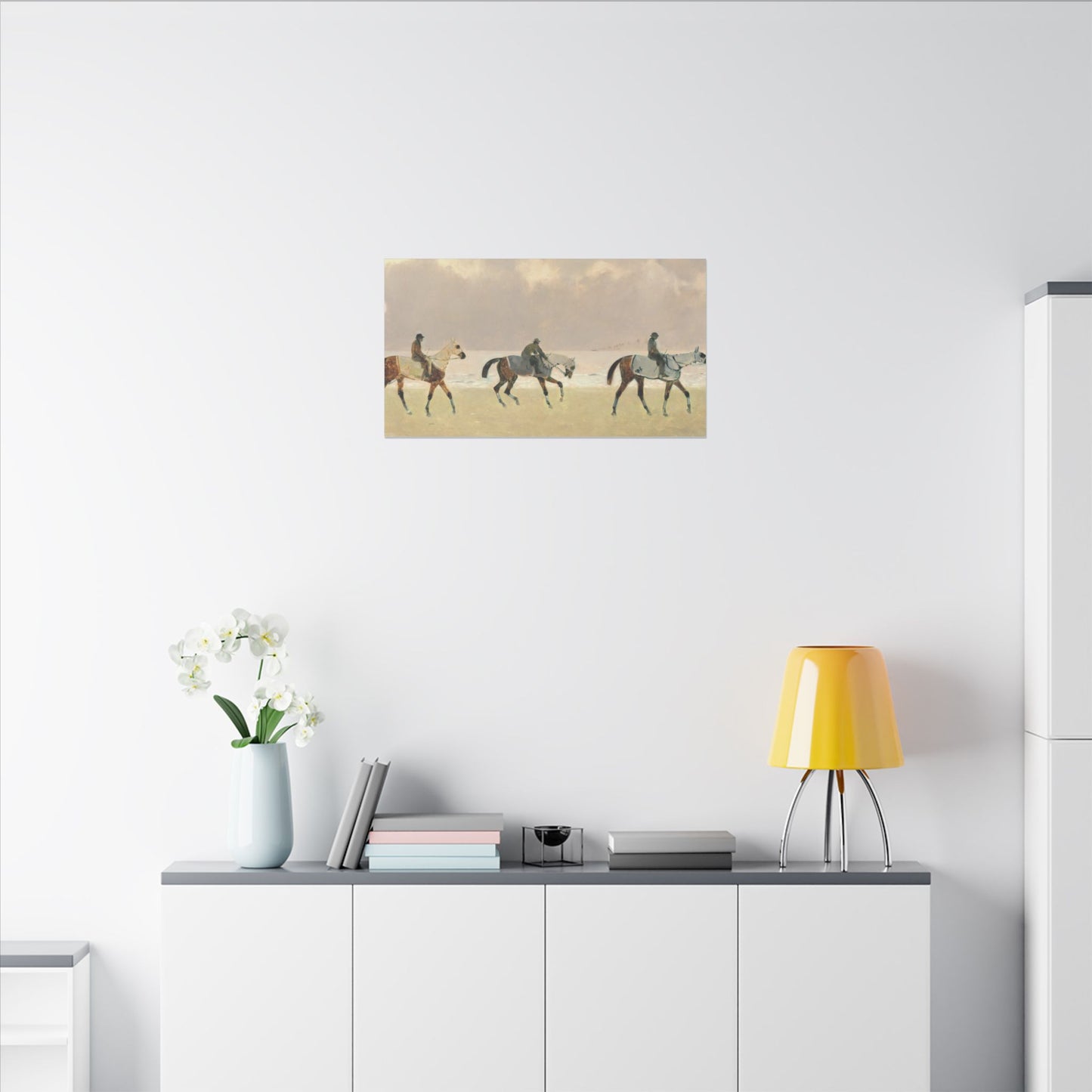 Equestrian Beach Ride Stretched Canvas — Riders on the Beach at Dieppe