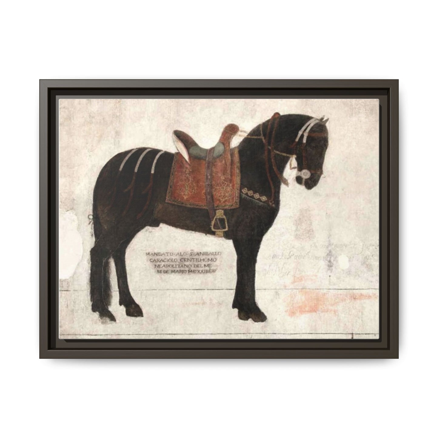 Framed Matte Canvas – 1523 Bay Horse 'Stella' Palazzo Pandone Fresco Print