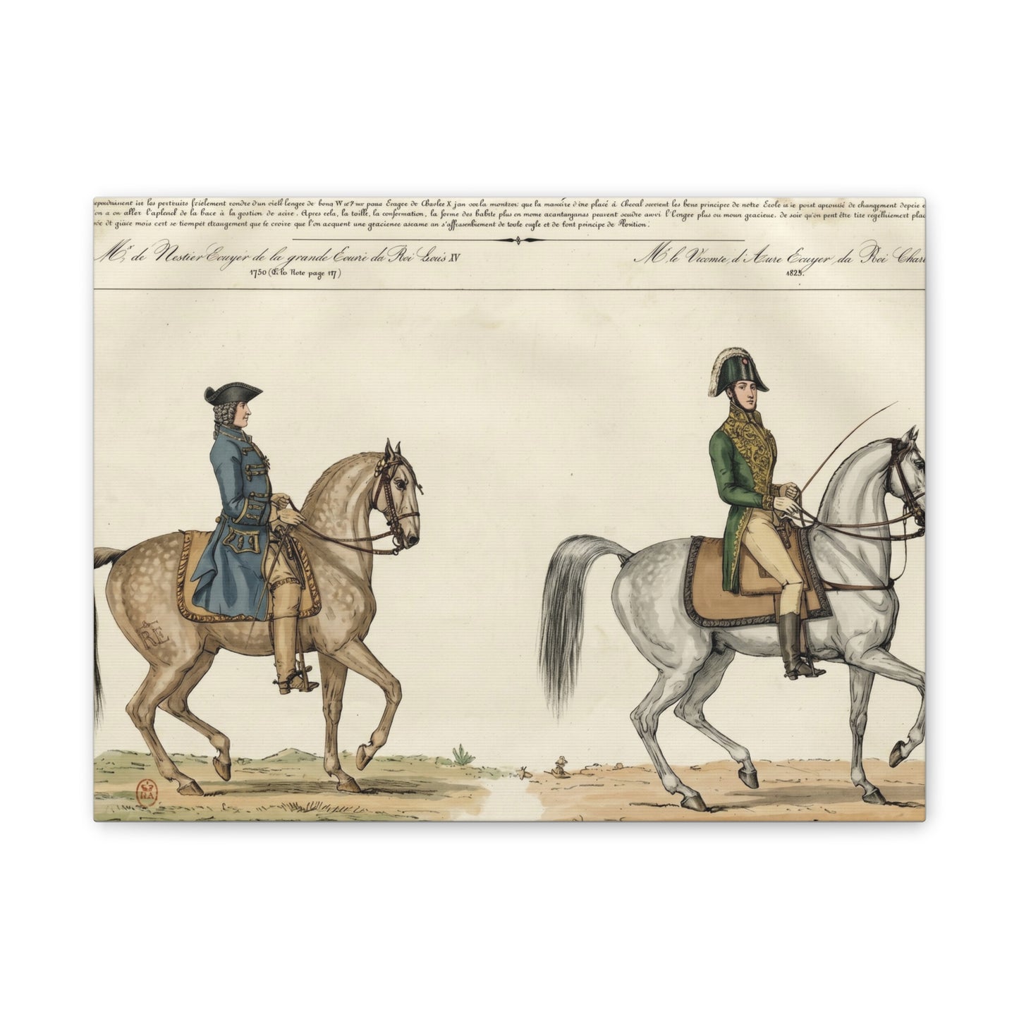 Equestrian Classical Riding Canvas Print — French 19th-Century Manege & Military Position