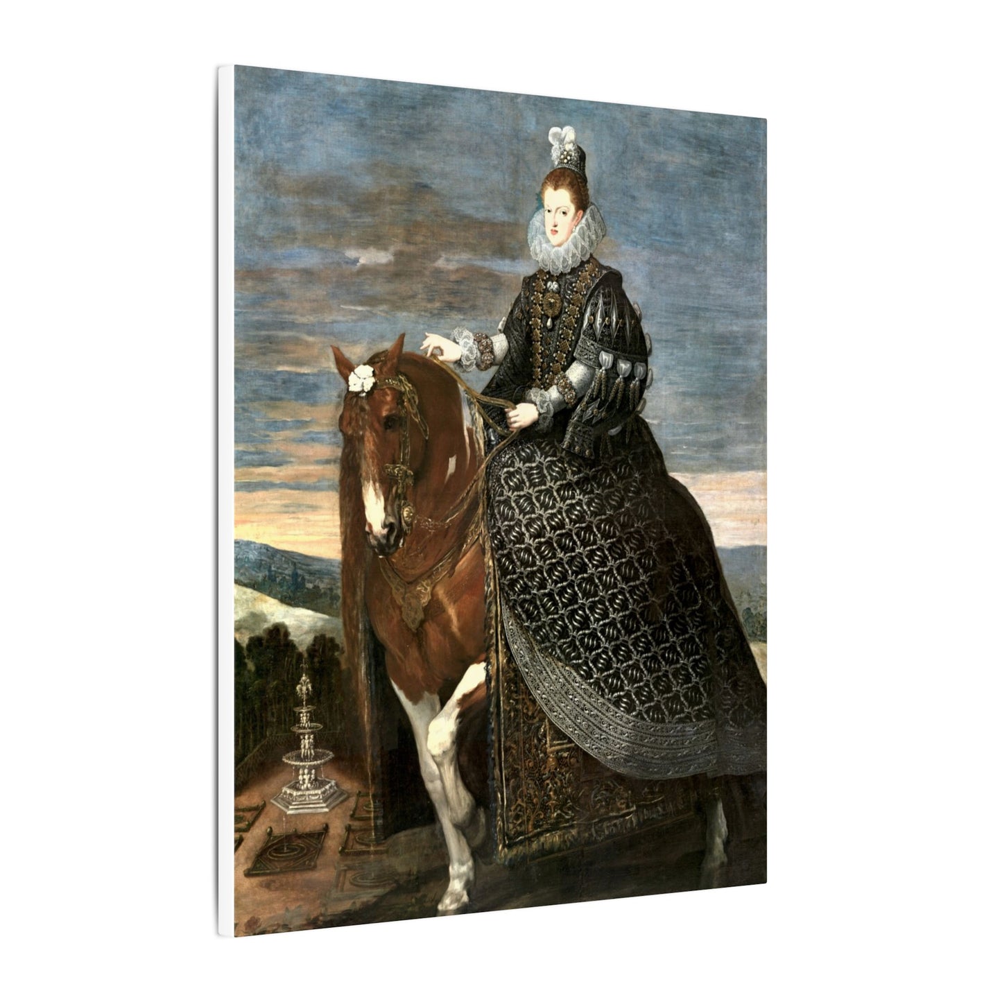 Regal Equestrian Portrait Canvas — "Margaret Queen of Austria" Matte Stretched Wall Art