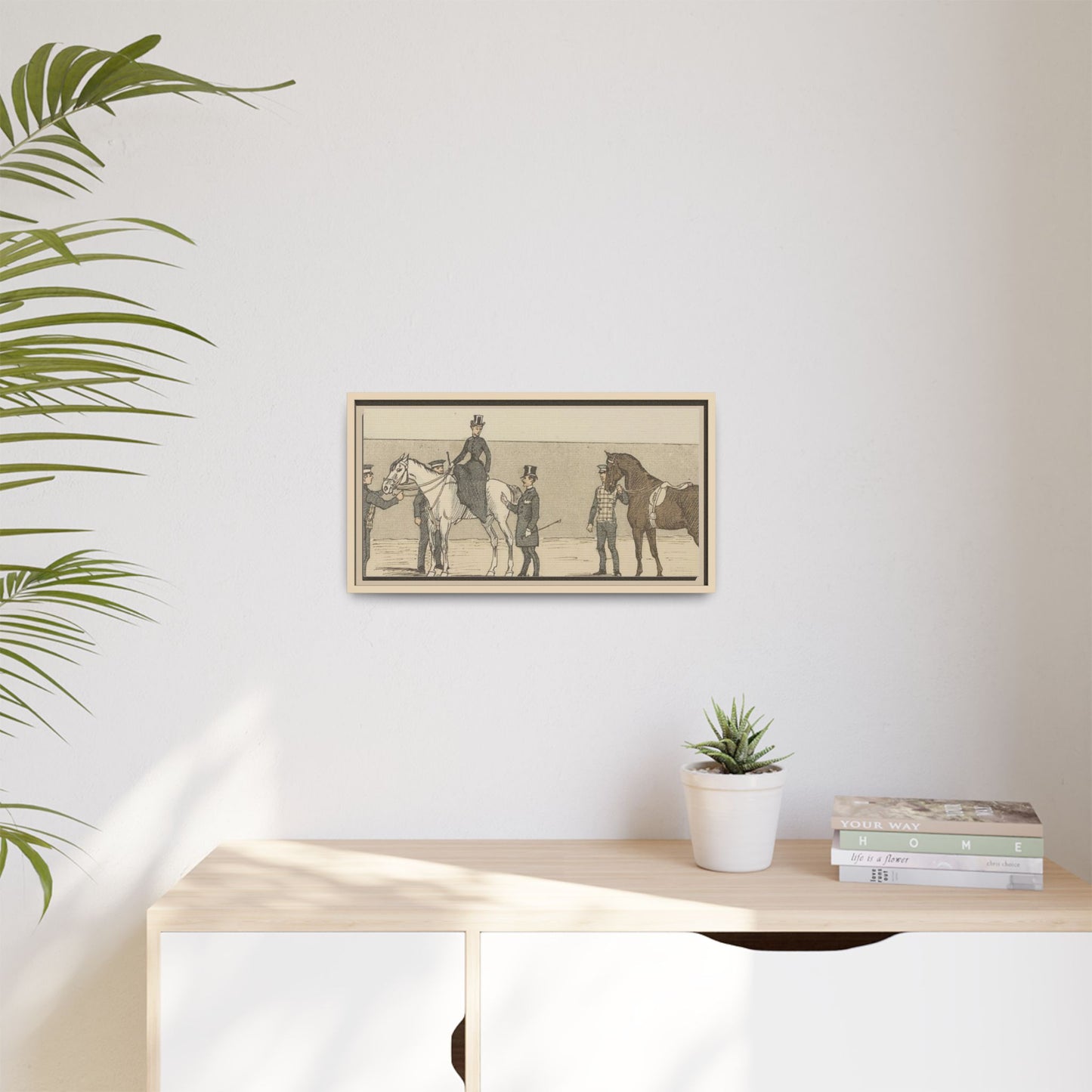 Vintage Paris Riding School Matte Canvas Print — 1800s Lady on Side Saddle (Framed)