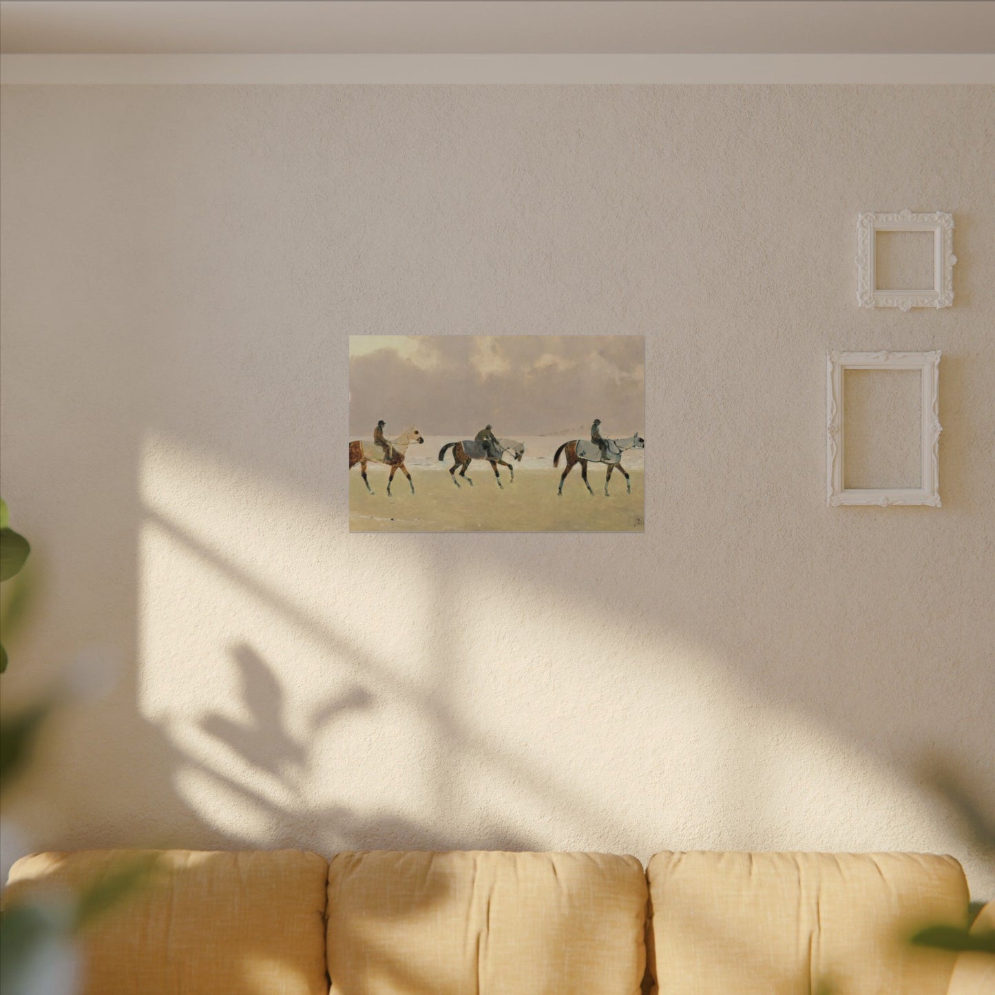 Equestrian Beach Ride Stretched Canvas — Riders on the Beach at Dieppe