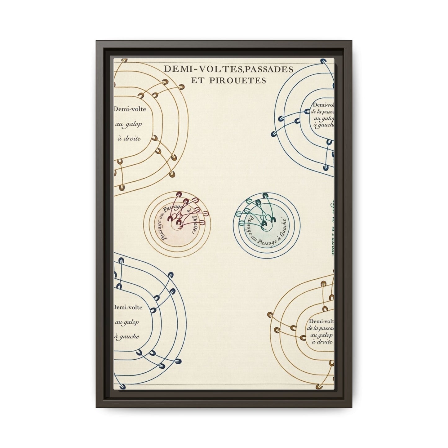 Renaissance Equestrian Exercise Pattern Demi Volte and Pirouette Canvas (Framed Matte)