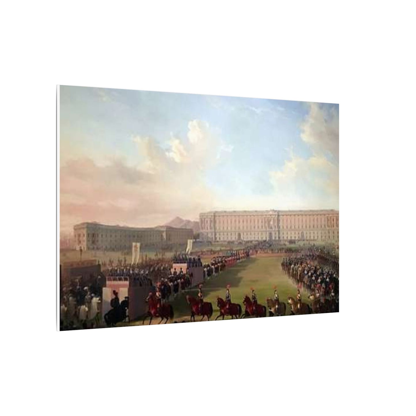 Renaissance Procession Canvas Art — Horses, Riders & Castle Stretched Print