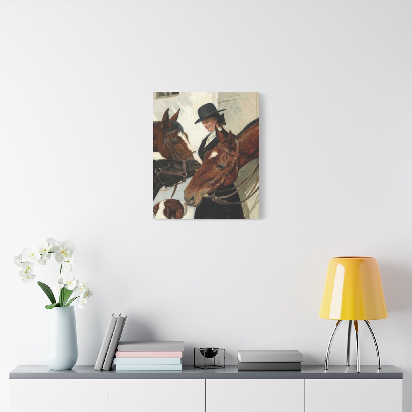Equestrian Morning Matte Canvas Print — Visiting the Horses Wall Art