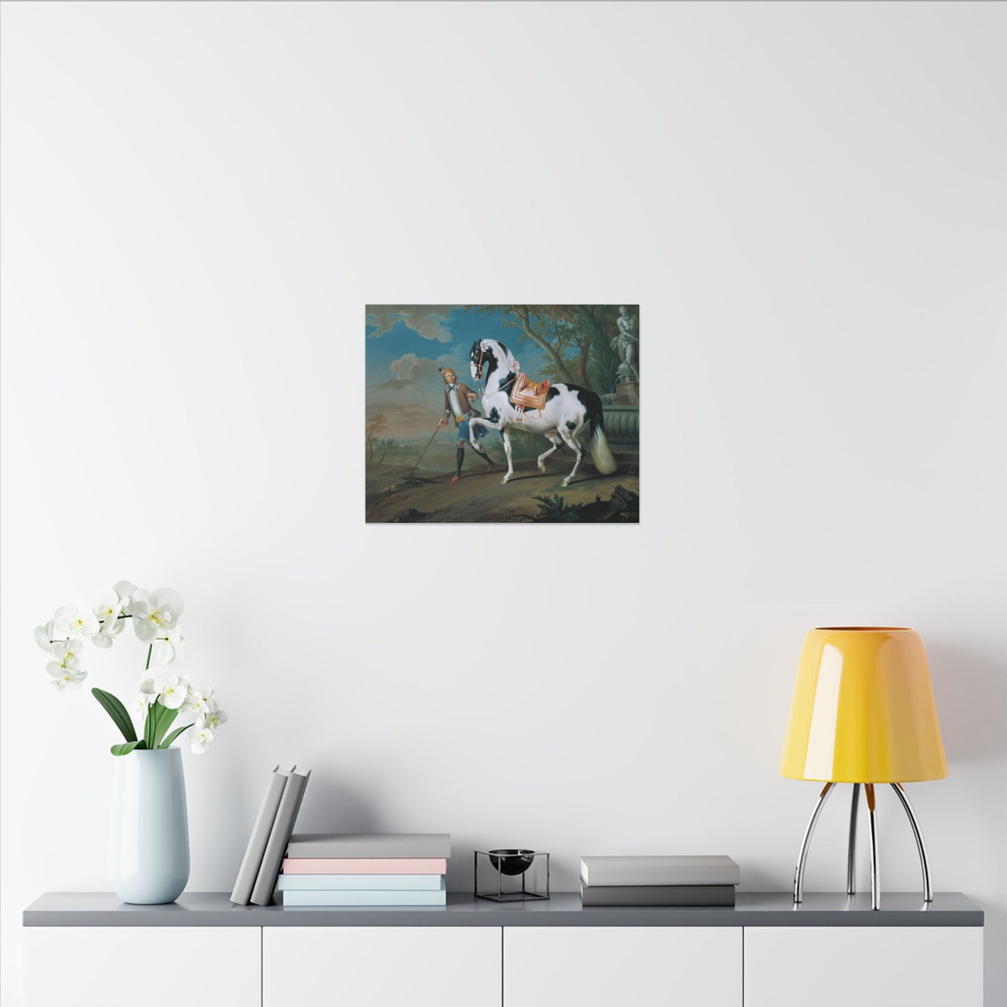 Vintage Piebald Stallion Matte Canvas — 'Stableboy with Piebald Stallion' Horse Portrait
