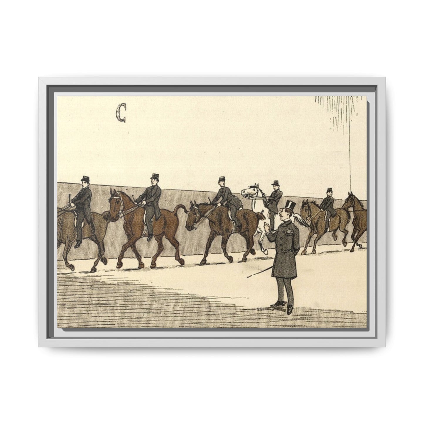Parisian Riding School 1800s Instructor Matte Canvas Framed