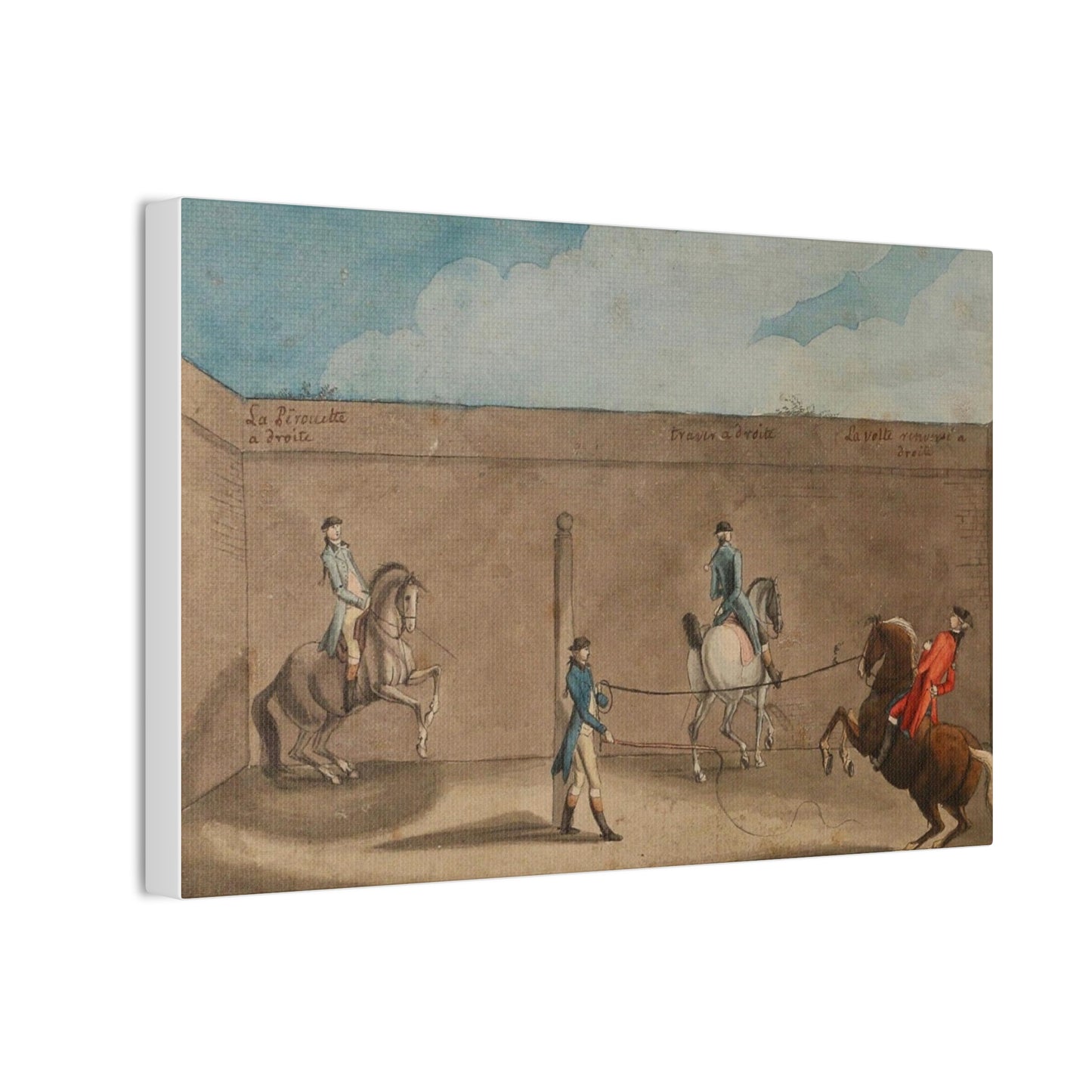 Equestrian Training Scene Canvas Print — French Baroque Riding School Art