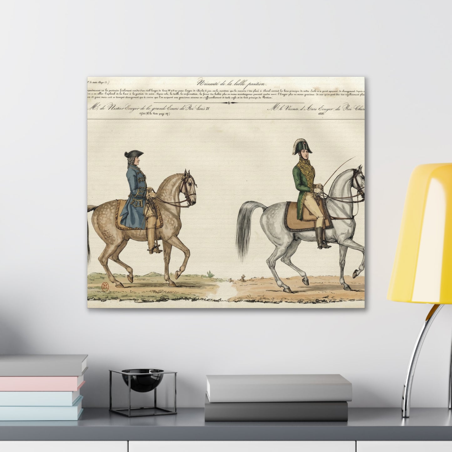 Equestrian Classical Riding Canvas Print — French 19th-Century Manege & Military Position