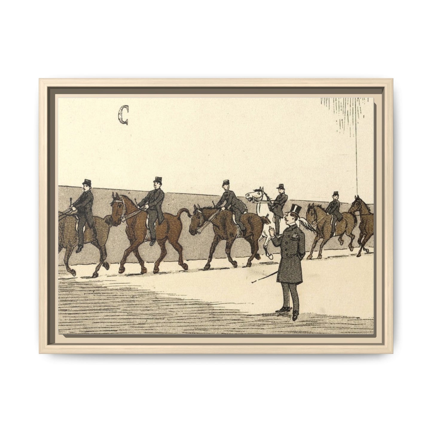Parisian Riding School 1800s Instructor Matte Canvas Framed