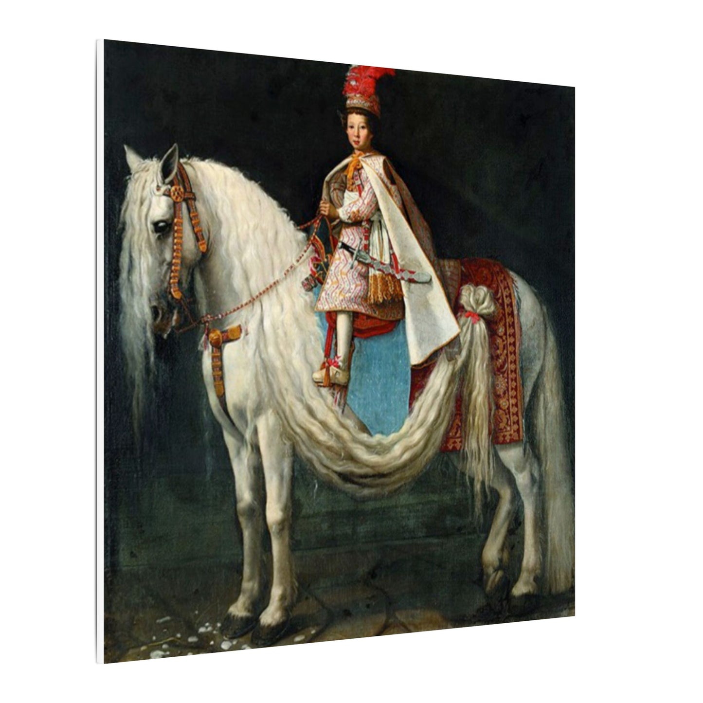 Canvas Wall Art - Young aristocrat Riding his Spanish Neapolitan Cross