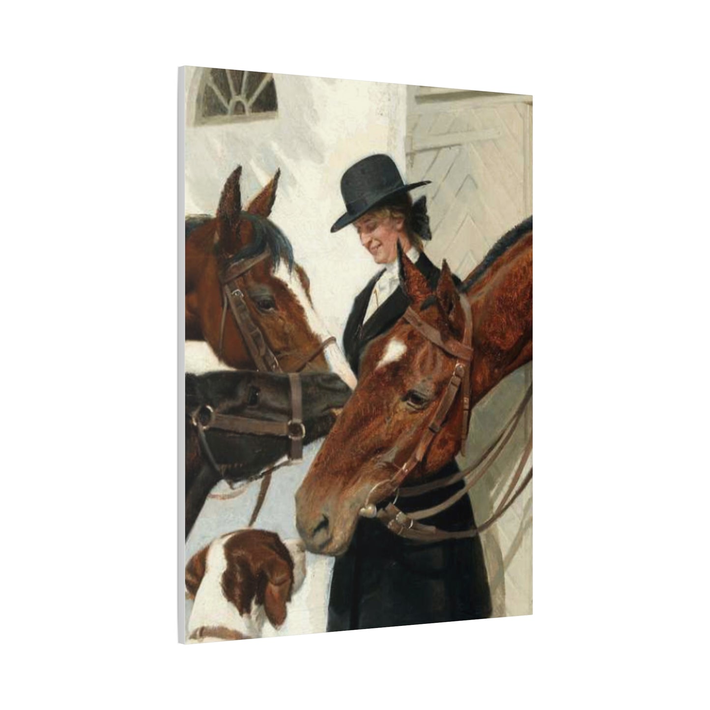 Equestrian Morning Matte Canvas Print — Visiting the Horses Wall Art