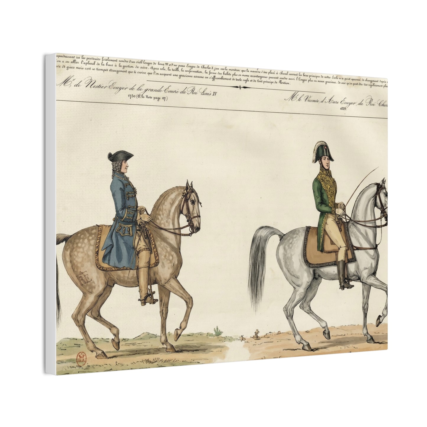 Equestrian Classical Riding Canvas Print — French 19th-Century Manege & Military Position