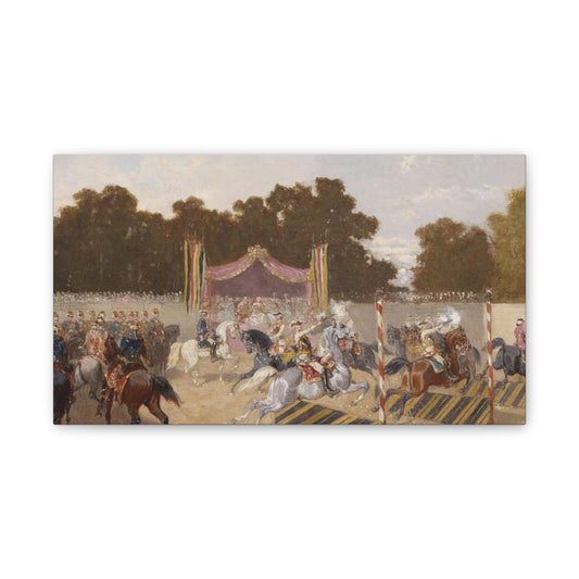 Equestrian Carousel Canvas Print — Vintage Baroque Tournament Wall Art