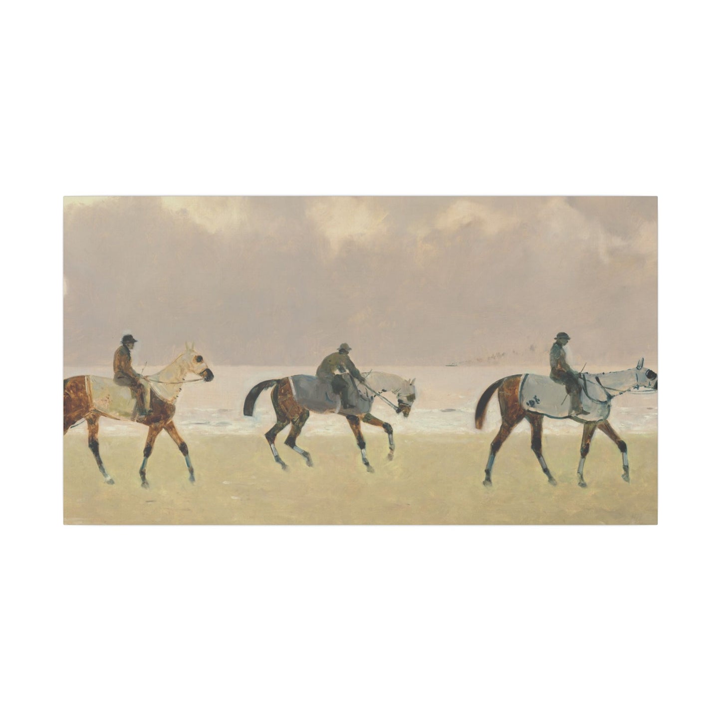 Equestrian Beach Ride Stretched Canvas — Riders on the Beach at Dieppe