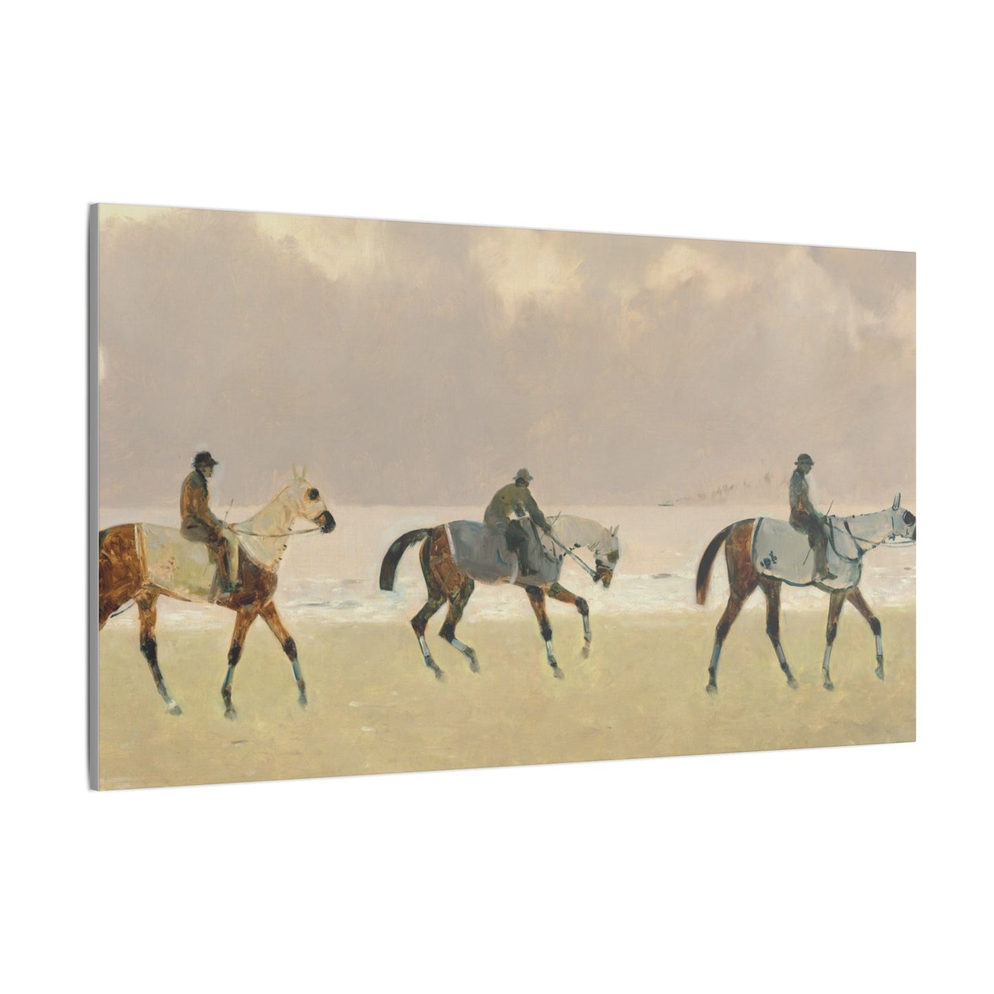 Equestrian Beach Ride Stretched Canvas — Riders on the Beach at Dieppe