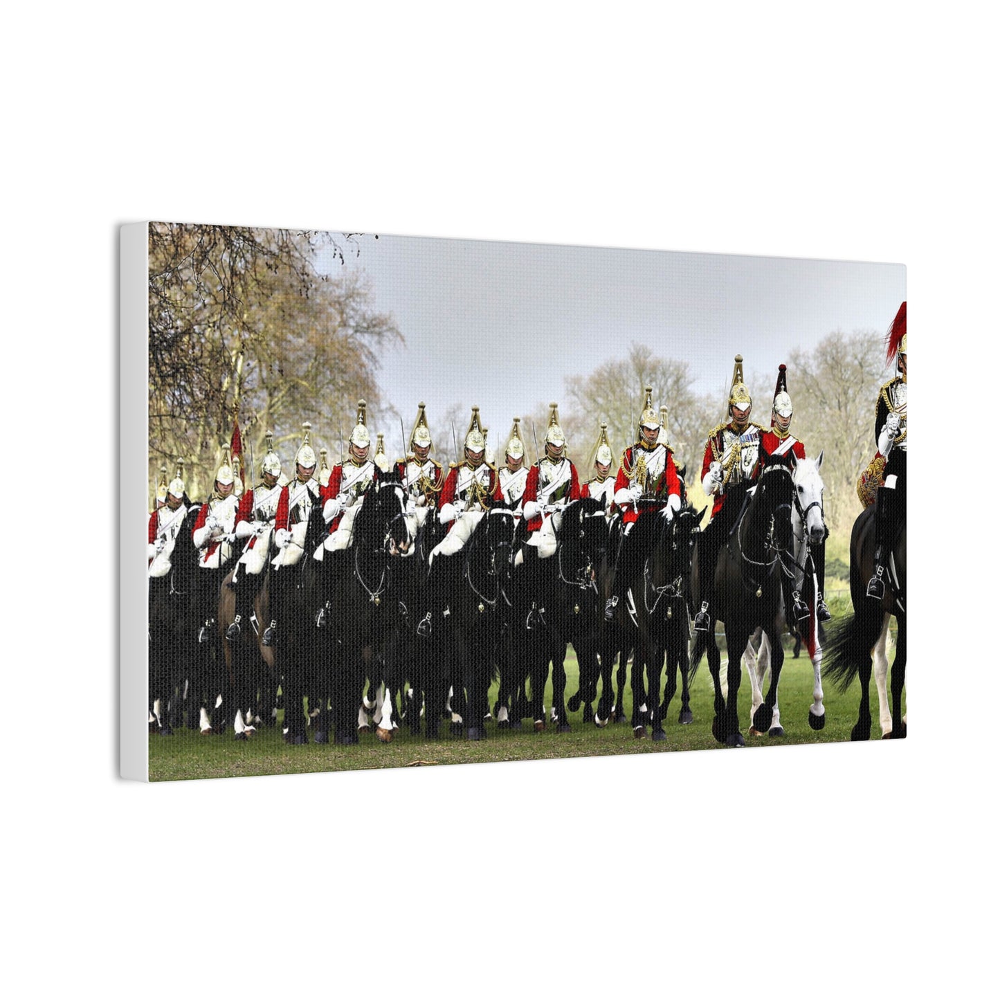British Household Cavalry Canvas Print — "Yesterday, Today, and Tomorrow the British Household Cavalry Rides"