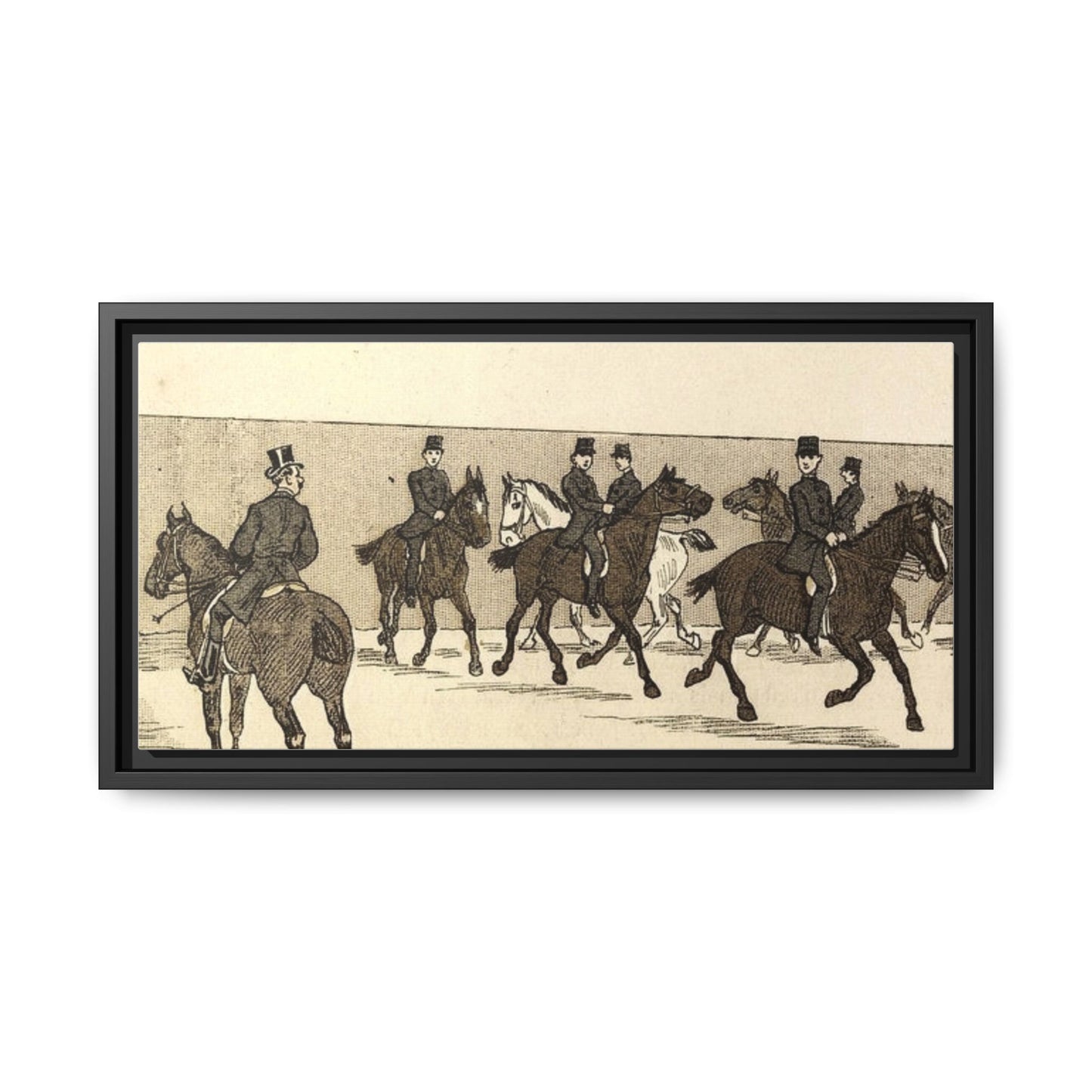 French Riding School Instructor Mounted Matte Canvas Framed