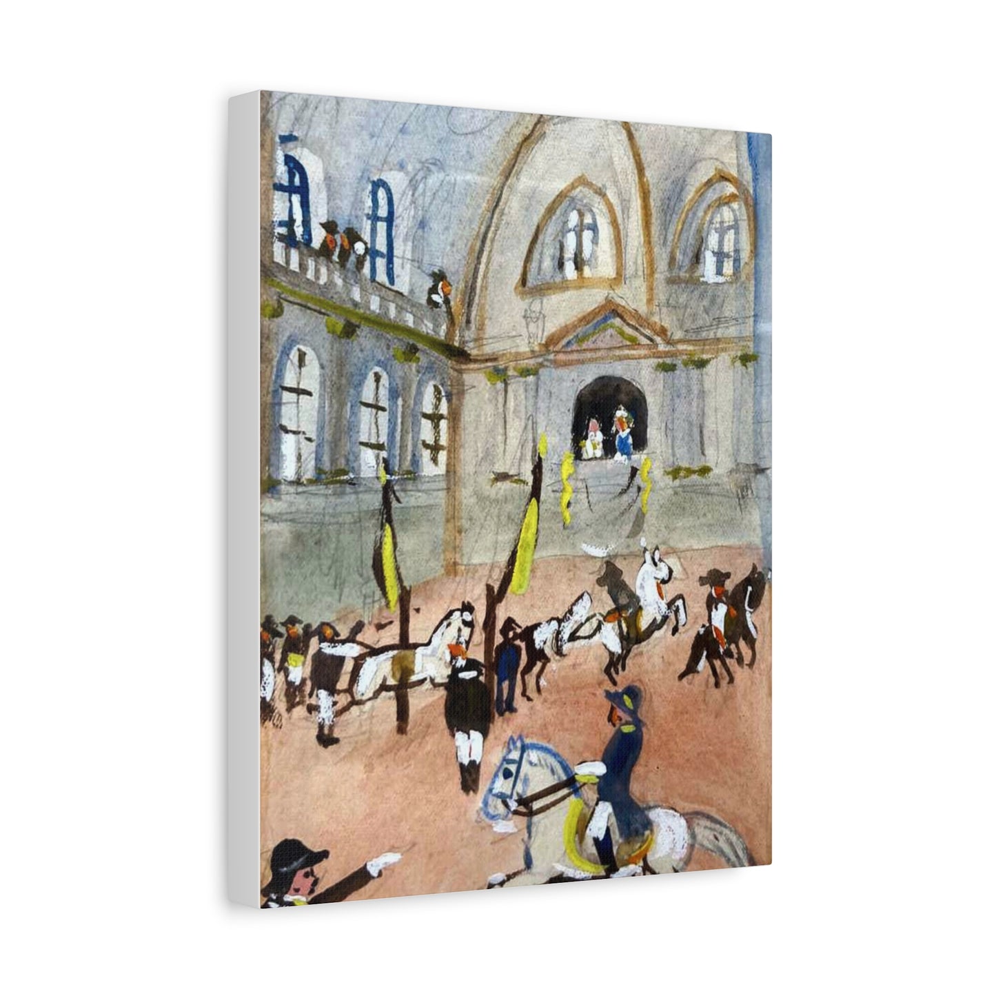 Spanish Riding School Equestrian Canvas Art — Vintage Horse Parade Matte Stretched Canvas