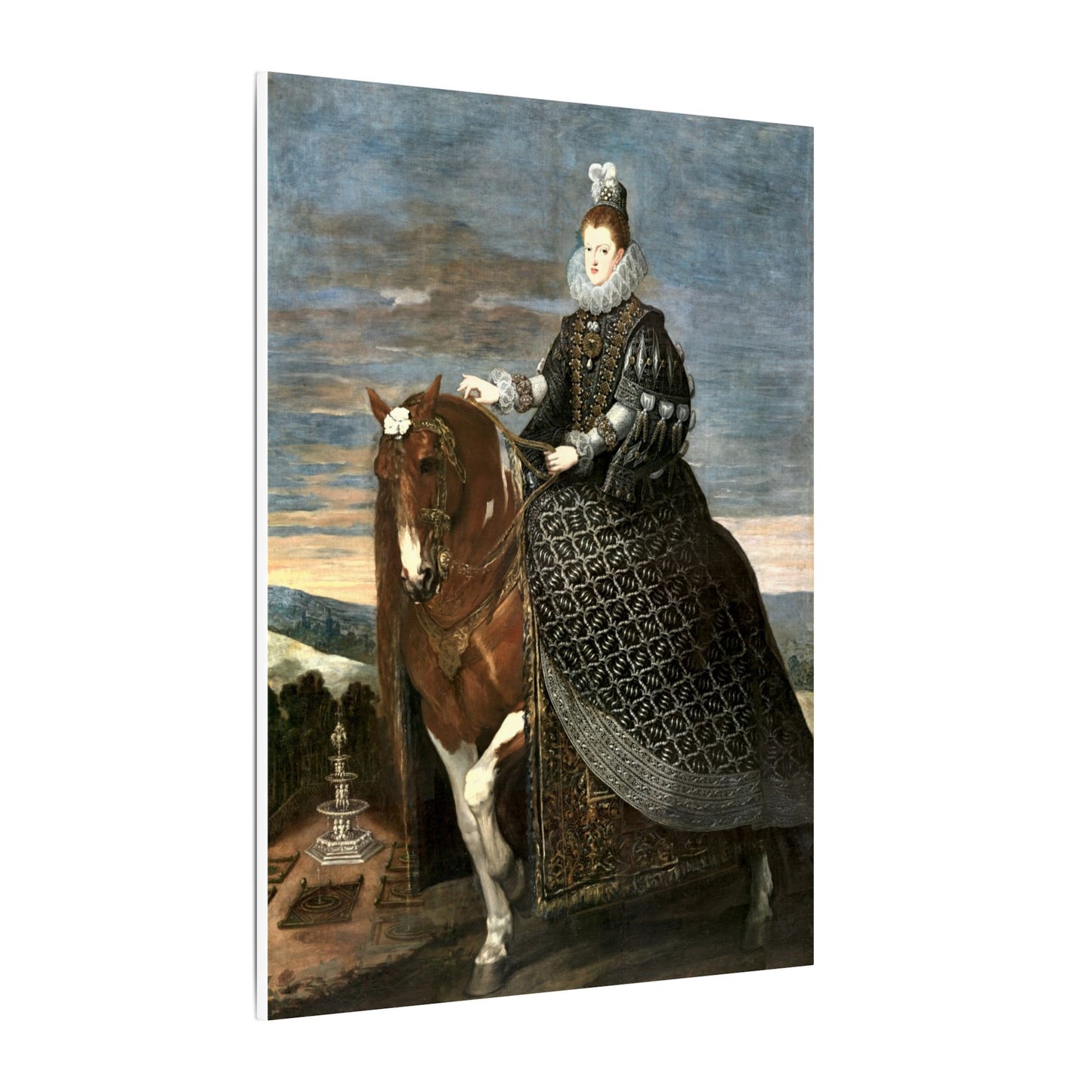 Regal Equestrian Portrait Canvas — "Margaret Queen of Austria" Matte Stretched Wall Art