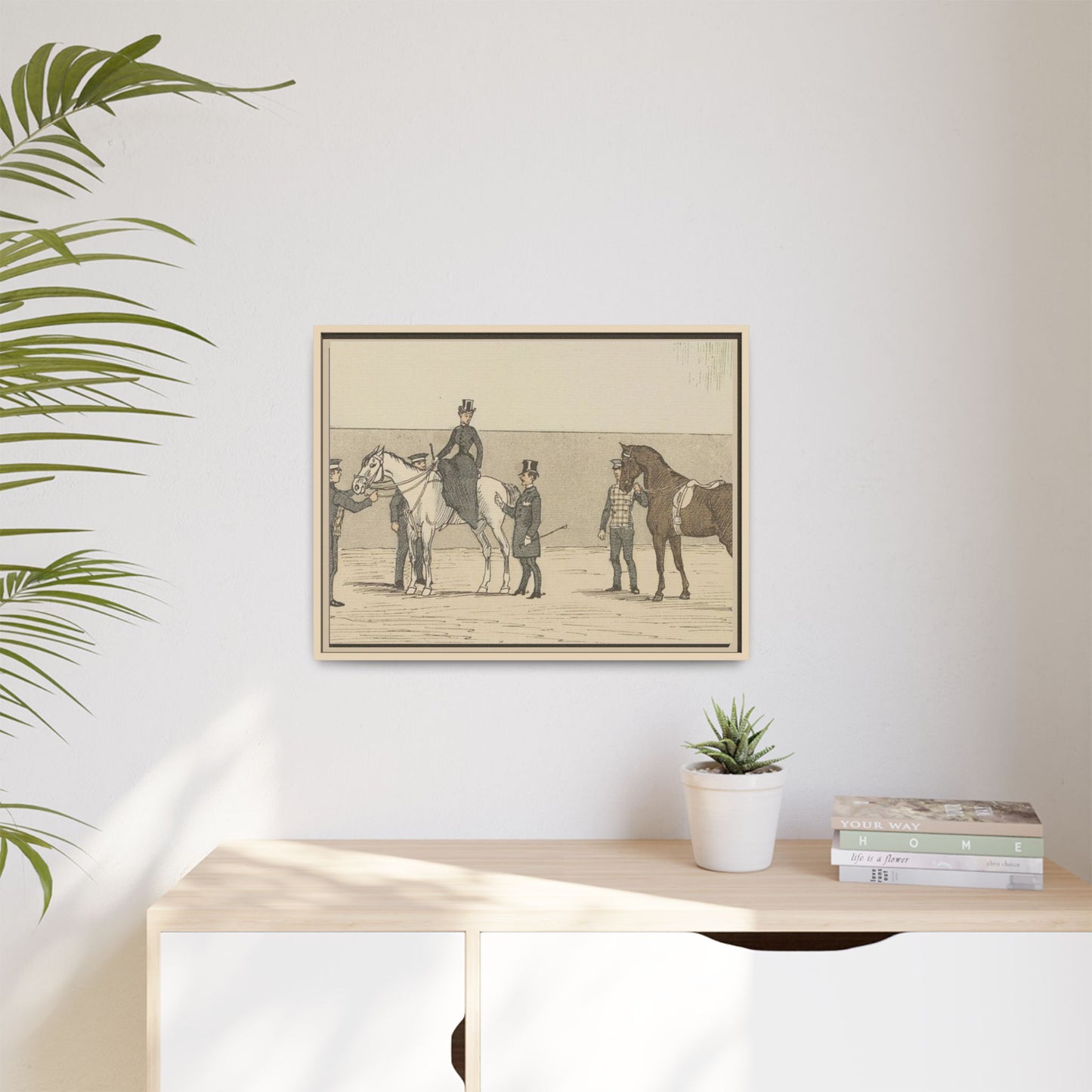 Vintage Paris Riding School Matte Canvas Print — 1800s Lady on Side Saddle (Framed)