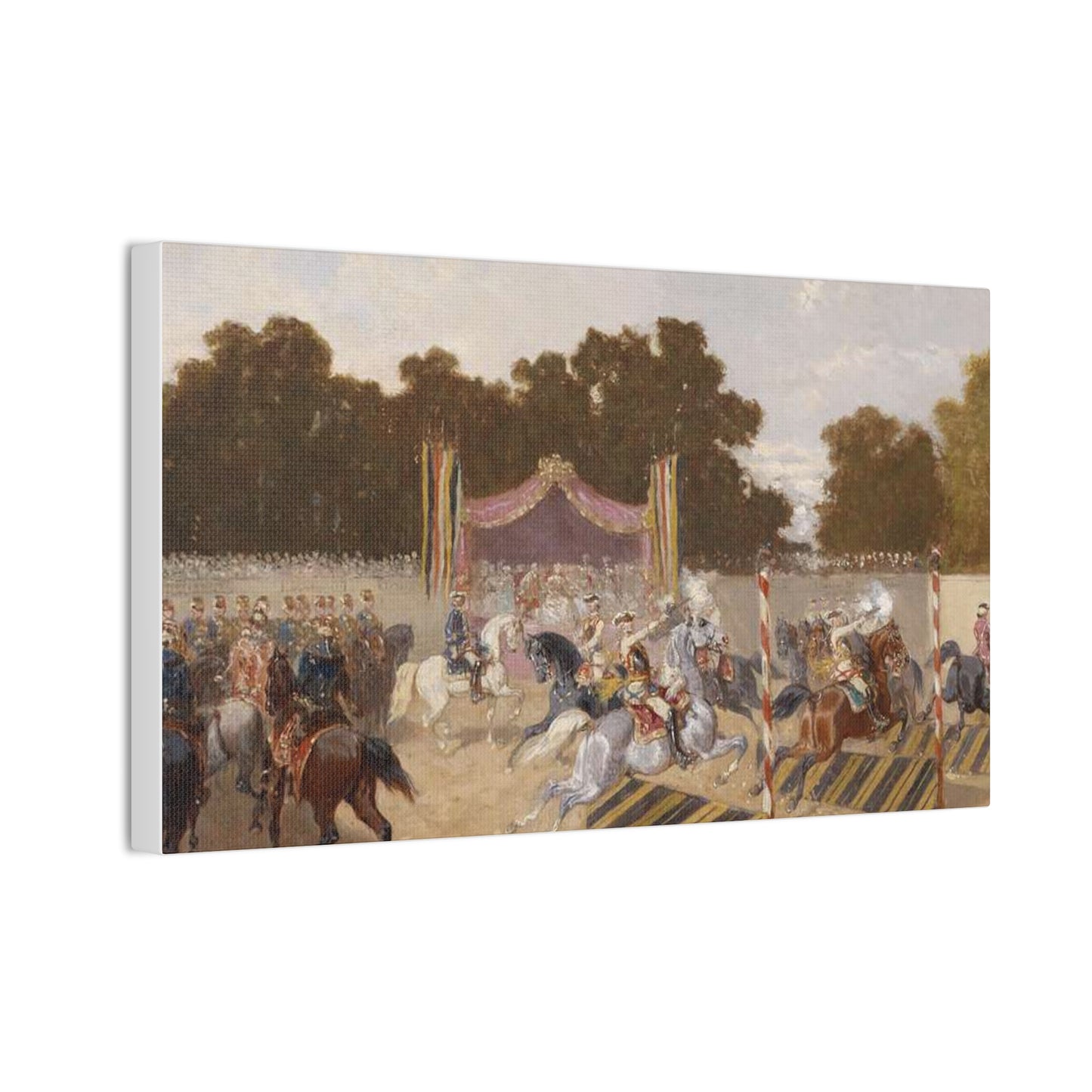 Equestrian Carousel Canvas Print — Vintage Baroque Tournament Wall Art