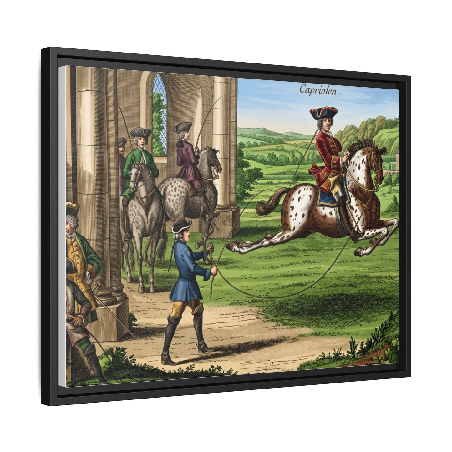 Equestrian Capriole Matte Canvas Print — Framed Historical Horse Art